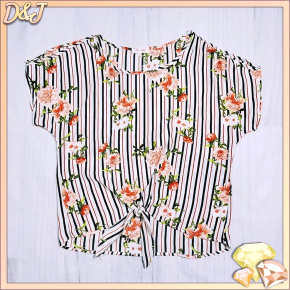 Stella Tweed Tops - 💎✨ Floral Striped Blouse